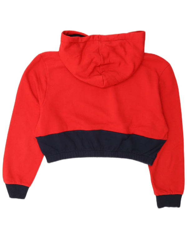 Fila Damen Crop Graphic Hoodie Pullover UK 18 XL Roter Farbblock