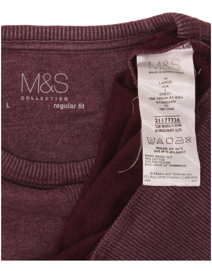Marks & Spencer Herren-Sweatshirt mit normaler Passform, groß, Burgunderrot, Baumwolle