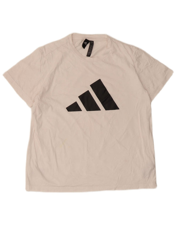 Adidas Damen Graphic T-Shirt Top UK 12/14 Mittelweiße Baumwolle