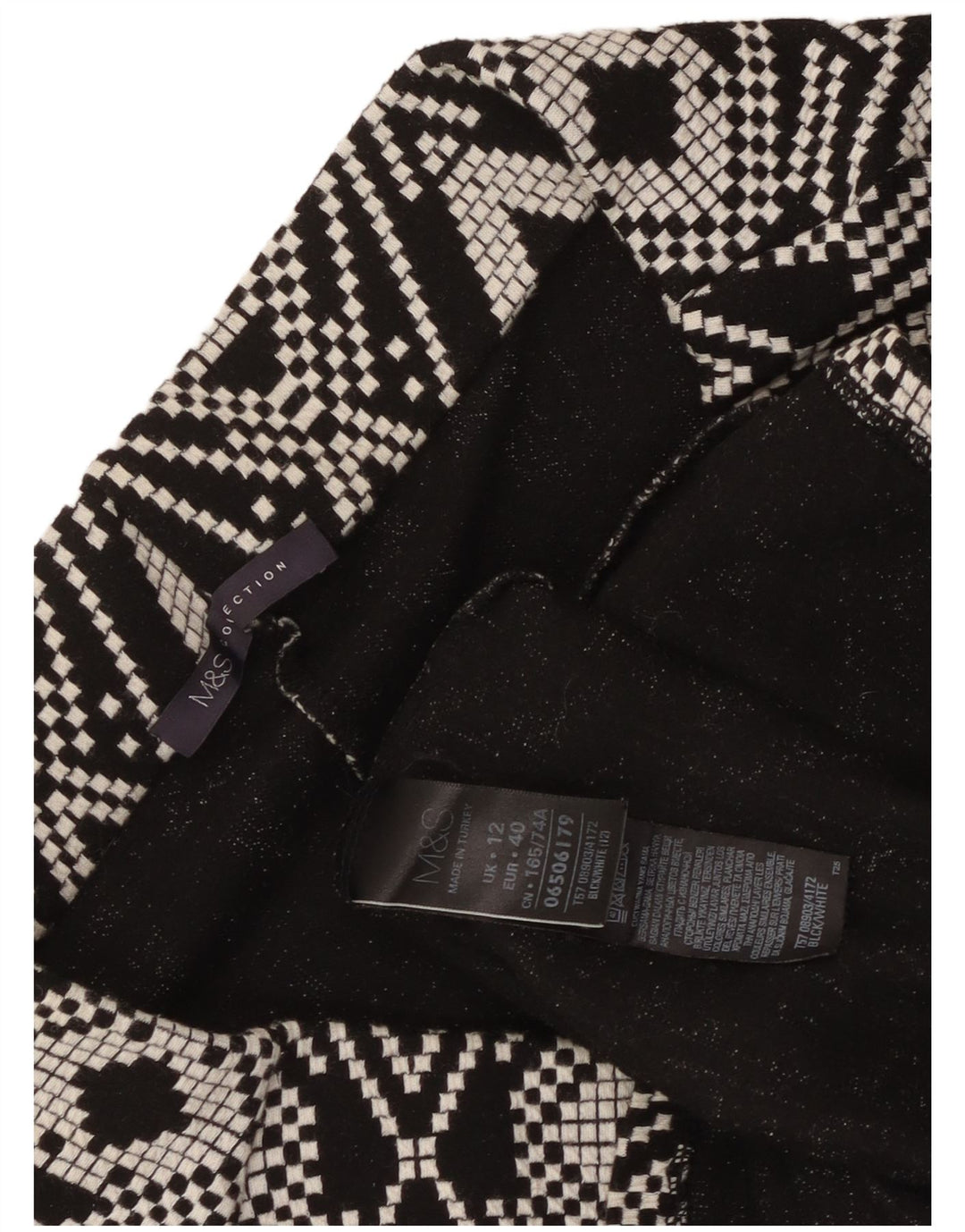 Marks & Spencer Damen Bleistiftrock UK 12 Medium W30 Schwarz Geometrisch
