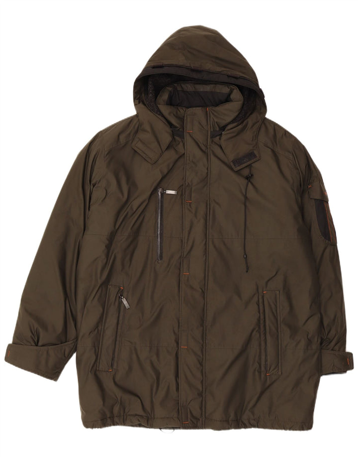 Bugatti Herren-Windbreakerjacke mit Kapuze, UK 42, XL, Khaki, Polyester