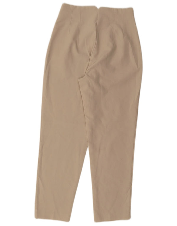 Zara Damen-Hose mit hoher Taille, schmal zulaufende, kurze Hose, Größe S, W26, L26, Beige