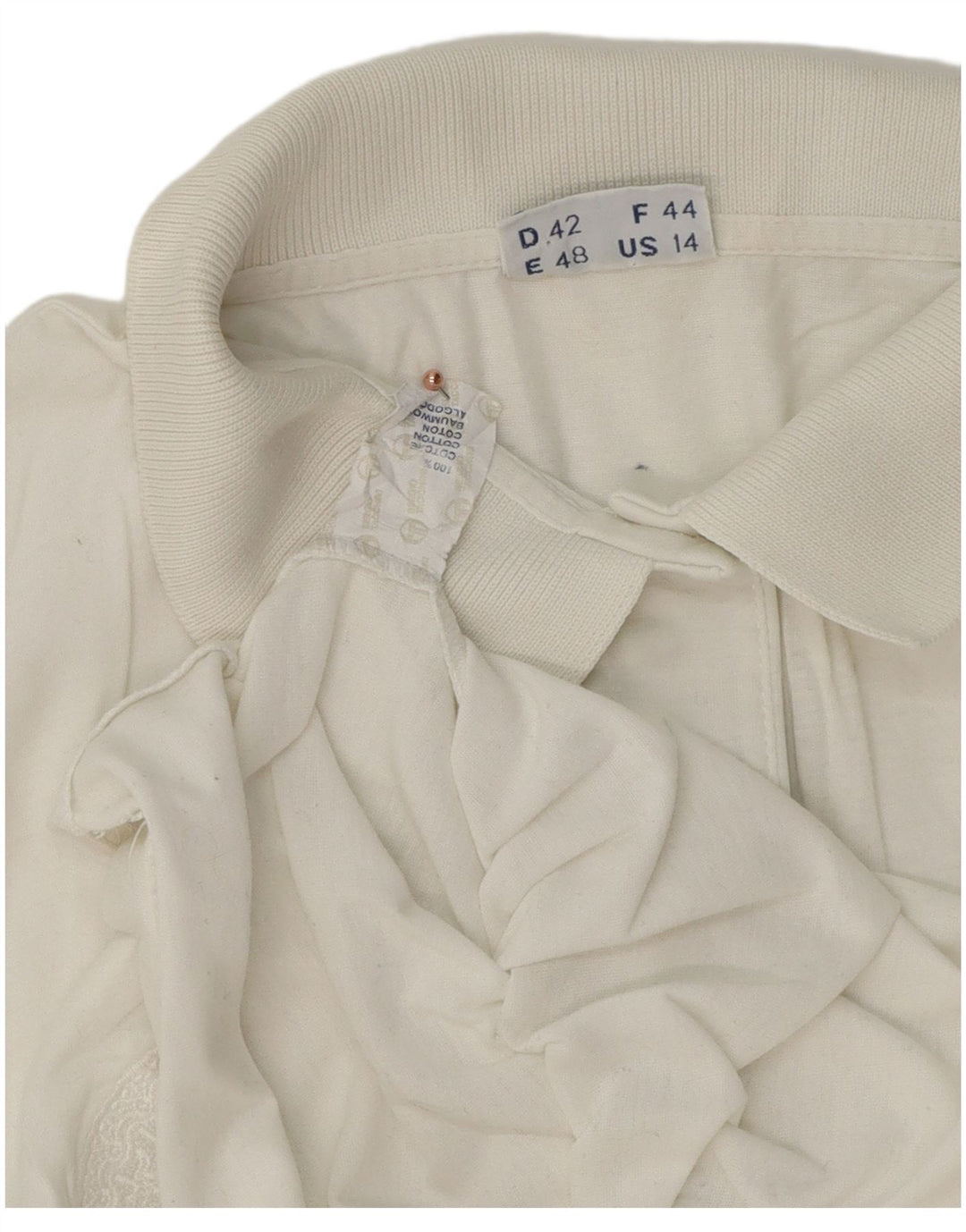 Sergio Tacchini Damen Poloshirt US 14 XL Weiße Baumwolle