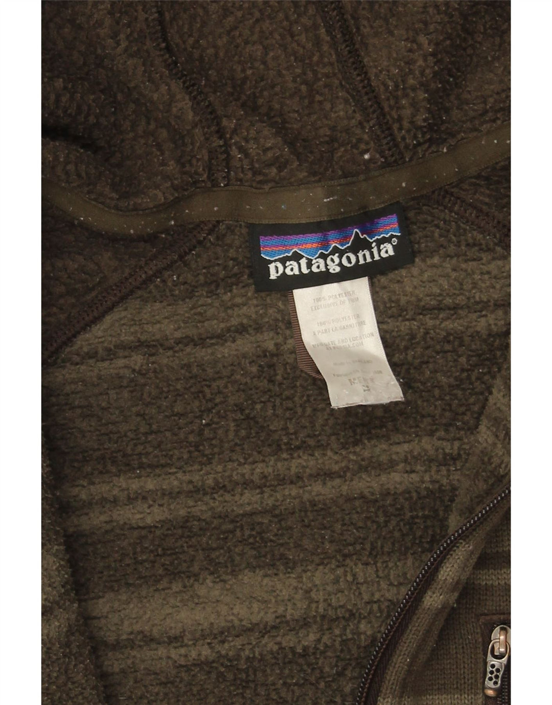 PATAGONIA Herren-Kapuzenpullover mit Reißverschluss, mittleres Khaki, gestreift, Polyester