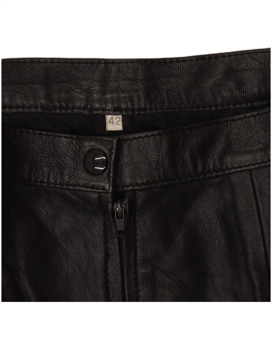 Vintage Damen Lederrock IT 42 Medium W26 Schwarz