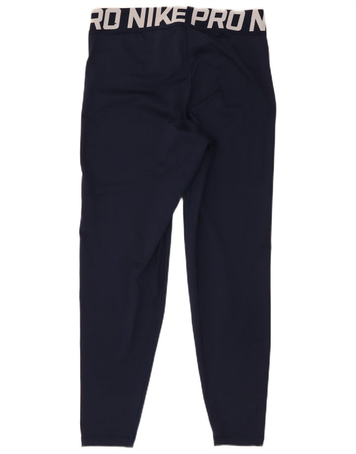 Nike Damen Dri Fit Graphic Leggings UK 14 Medium Marineblau Polyester