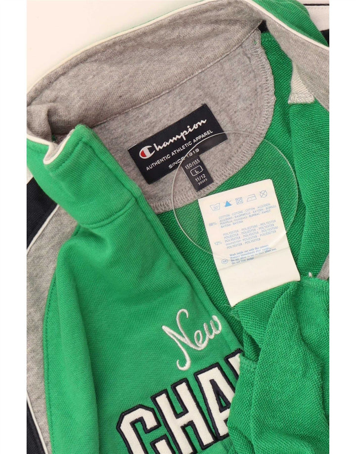 Champion Jungen-Trainingsanzug-Top-Jacke, 11–12 Jahre, Größe L, Grün, Farbblock