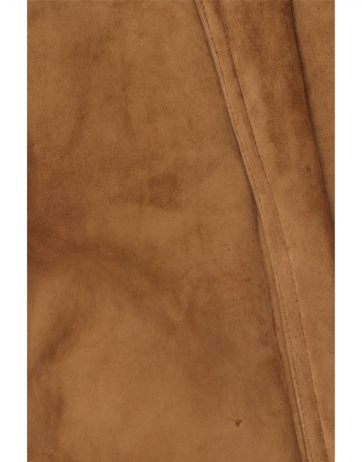 Vintage Herren Shearling Jacke IT 52 XL Braunes Leder