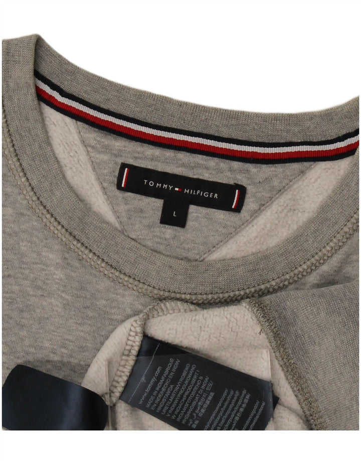 Tommy Hilfiger Herren-Sweatshirt mit Grafik, groß, graue Baumwolle
