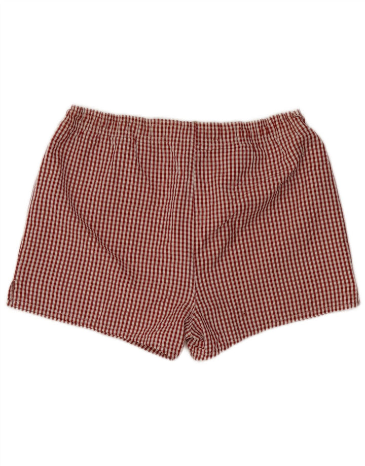 Ermenegildo Zegna Herren-Badeshorts, großes rotes Gingham-Muster