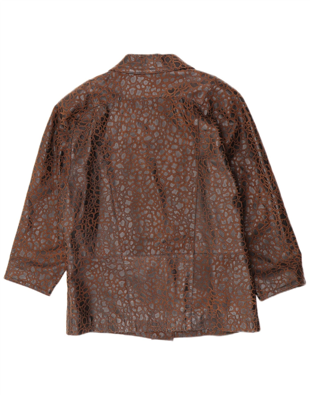 Eugene Damen-Zweireiher-Blazerjacke, US 10, großes braunes Tiermuster