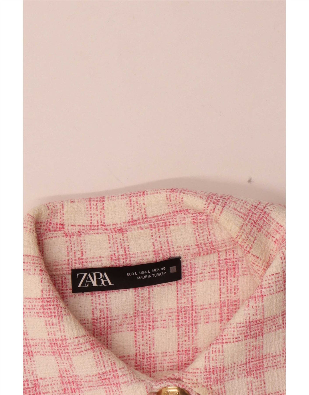 Zara Damen Crop Military Jacke UK 16 Large Pink Check