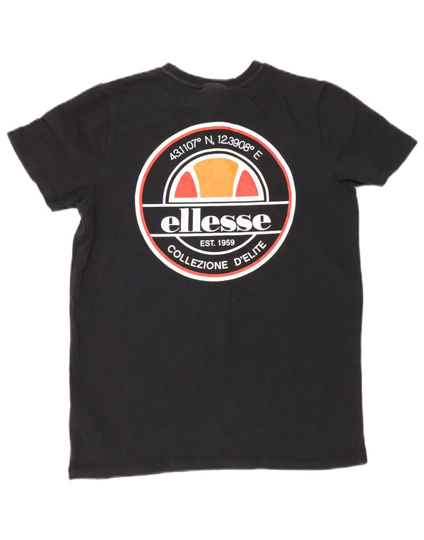 Ellesse Grafik-T-Shirt-Oberteil für Jungen, 8–9 Jahre, mittelschwarze Baumwolle