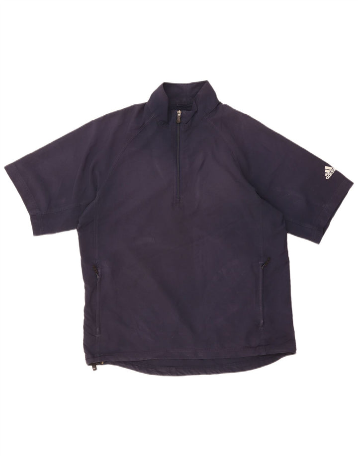 Adidas Herren Kurzarm-Pullover-Trainingsanzug-Oberteil mit Reißverschluss, mittelgroß, Marineblau