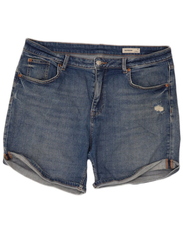 Marks & Spencer Damen-Jeansshorts mit hoher Taille, UK 16, Größe L W38, Blau