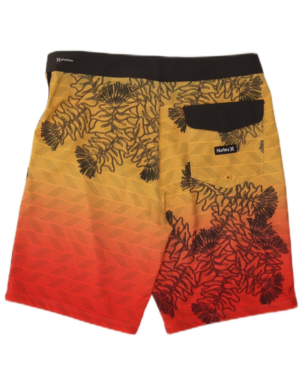 HURLEY Herren-Badeshorts aus mittelgelbem, geblümtem Polyester
