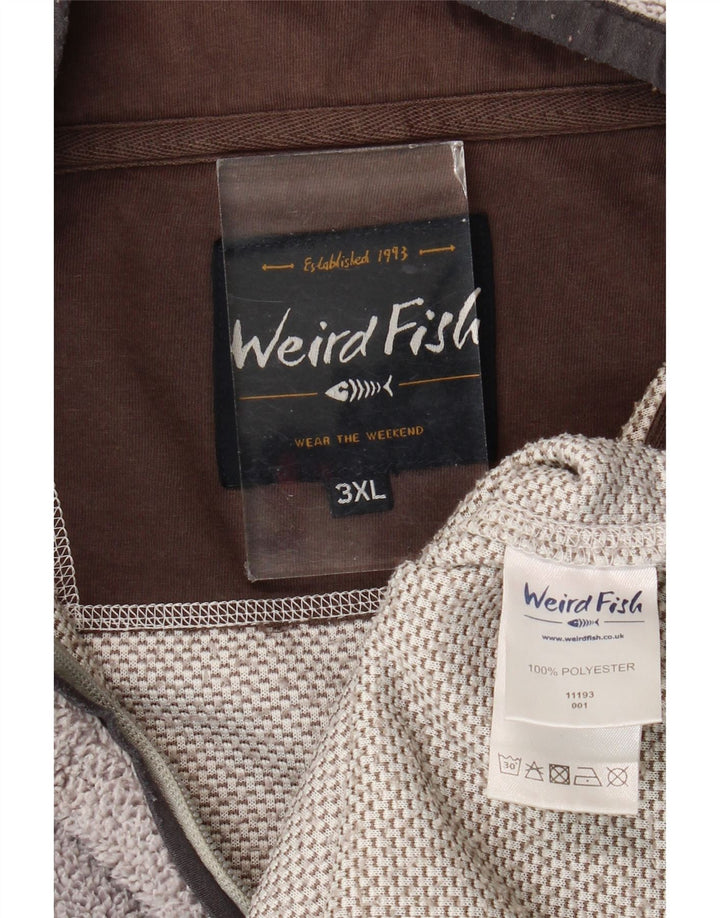 Weird Fish Herren-Sweatshirt mit Reißverschluss am Hals, 3XL, Grau, Polyester