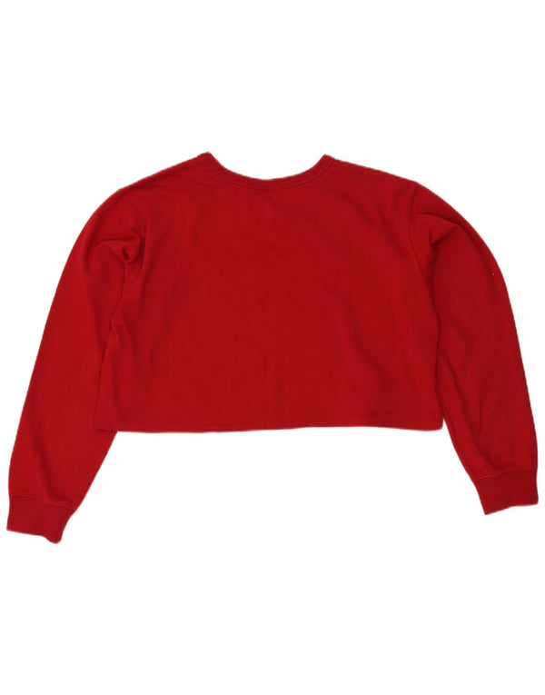 Champion Damen Crop Graphic Top Langarm UK 16 Große rote Baumwolle