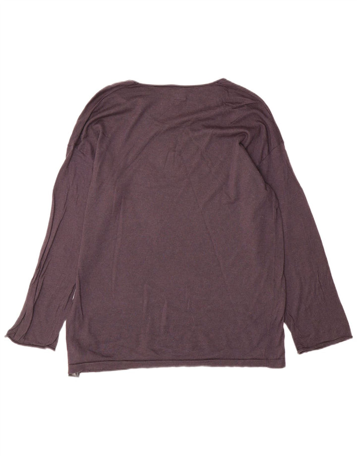 Massimo Dutti Damen-Pullover mit U-Boot-Ausschnitt, UK 14, mittelgraue Wolle
