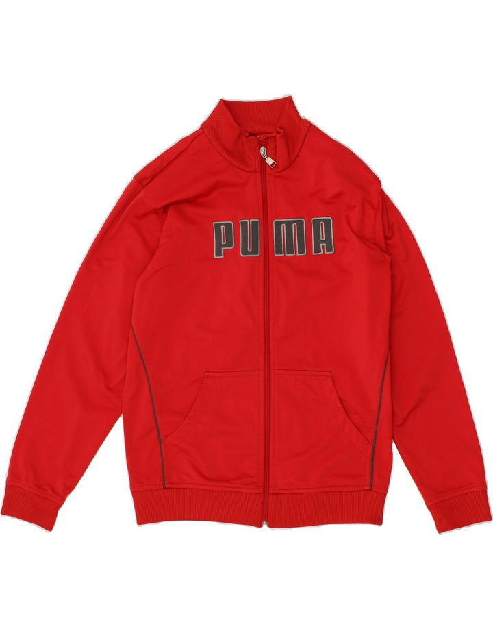 PUMA Boys Graphic Tracksuit Top Jacket 11-12 Years Large Red Vintage Puma and Second-Hand Puma from Messina Hembry 