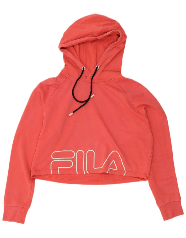Fila Damen Übergroßer Grafik-Crop-Hoodie-Pullover UK 6 XS Rosa
