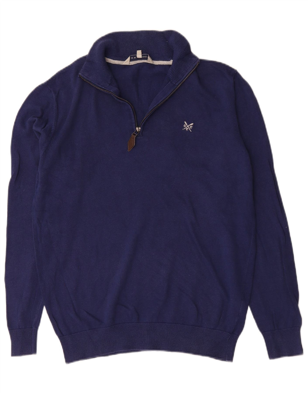 Crew Clothing Herren-Pullover mit Reißverschluss am Hals, mittlere marineblaue Baumwolle