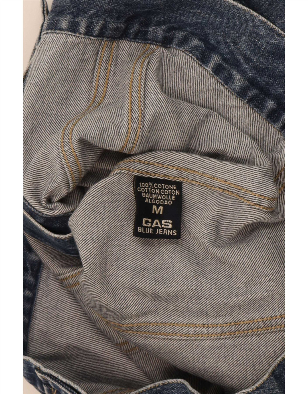 Gas Herren Jeansjacke UK 38 Mittelblaue Baumwolle