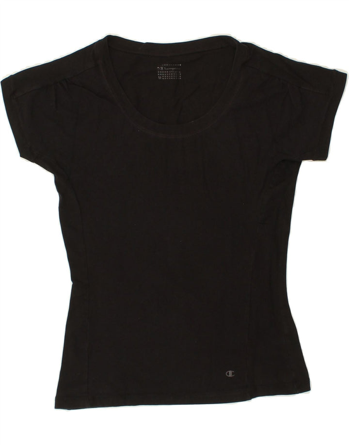 CHAMPION Womens T-Shirt Top UK 12 Medium Black Vintage Champion and Second-Hand Champion from Messina Hembry 