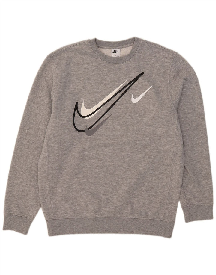 Nike Herren-Sweatshirt mit Grafik, groß, graue Baumwolle