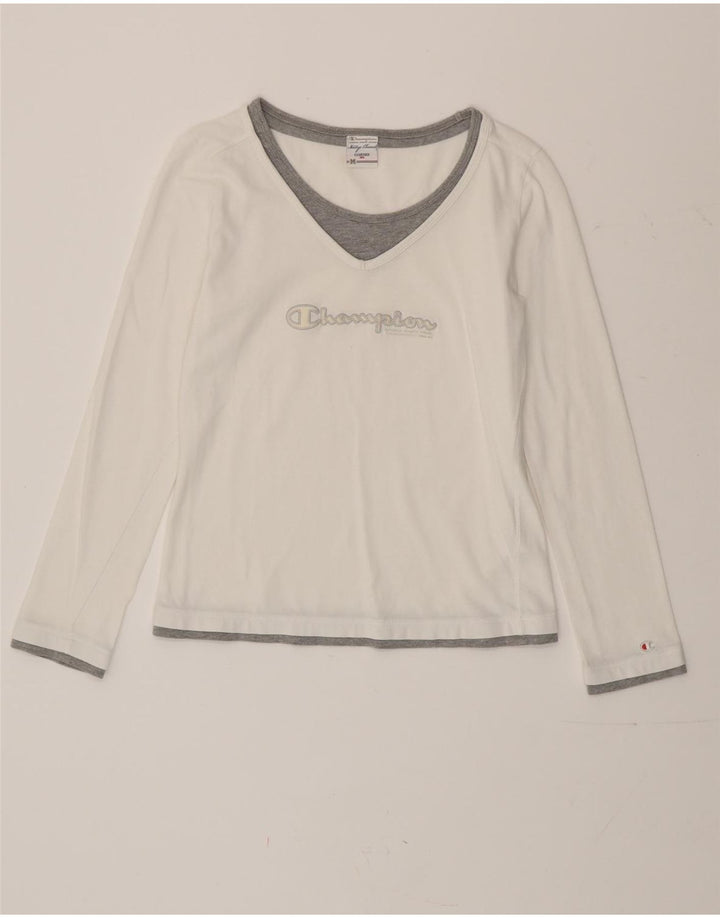 Champion Damen Graphic Top Langarm UK 12 Mittelweiß