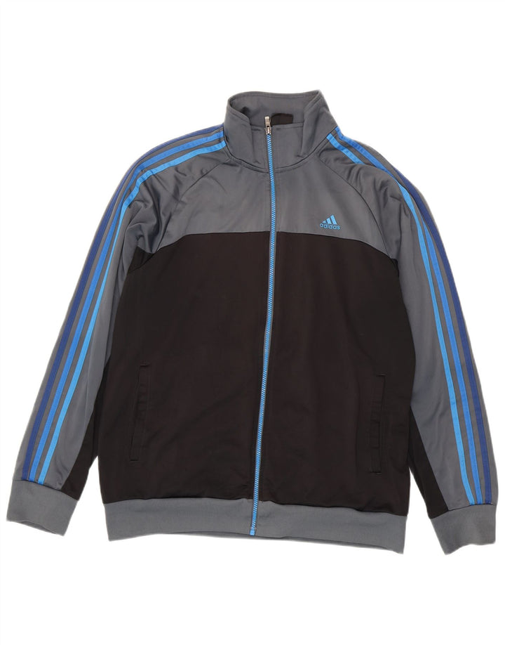 Adidas Herren-Trainingsanzugoberteil, UK-Größe 44/46, großes graues Colourblock-Polyester
