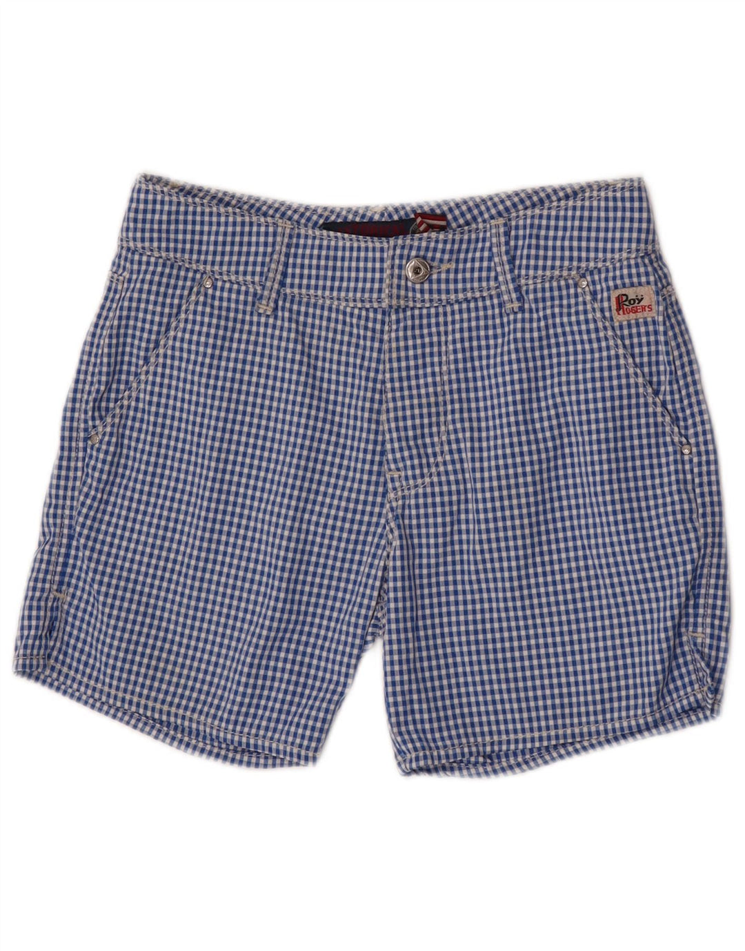 Roy Rogers Chino-Shorts für Jungen, 11–12 Jahre, W26, blaues Gingham-Polyamid