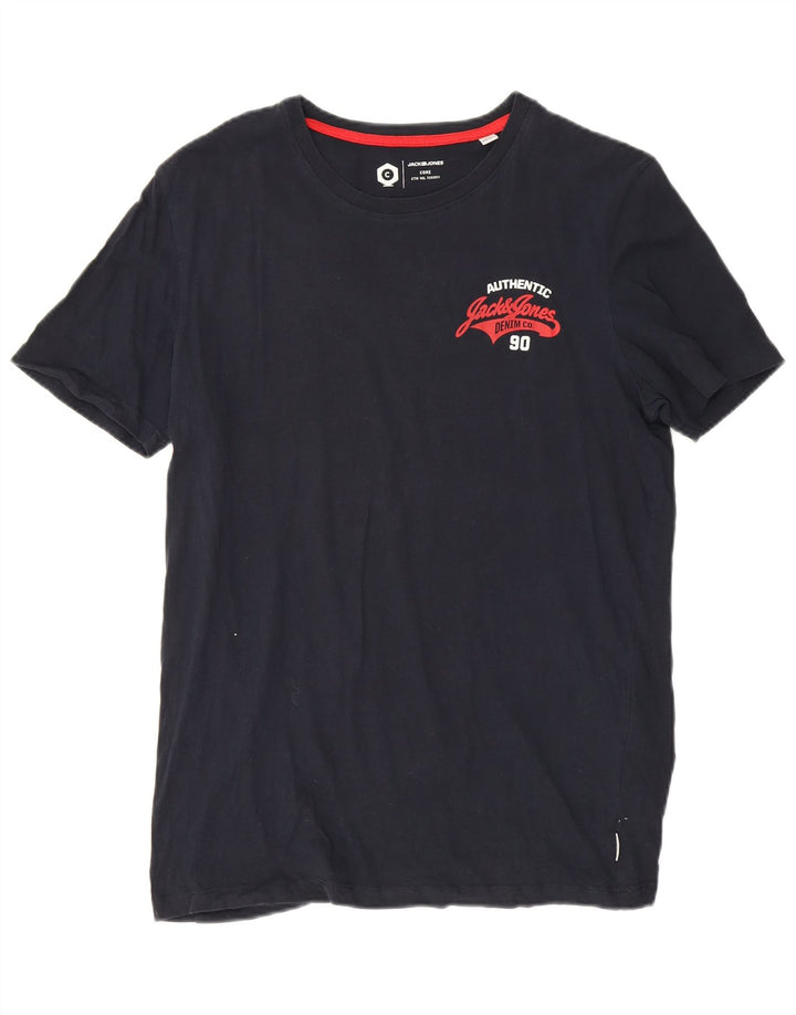 Jack & Jones Herren-T-Shirt mit Grafik, mittlere Marineblau-Baumwolle
