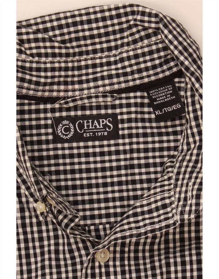 Chaps Herrenhemd XL, schwarze Gingham-Baumwolle