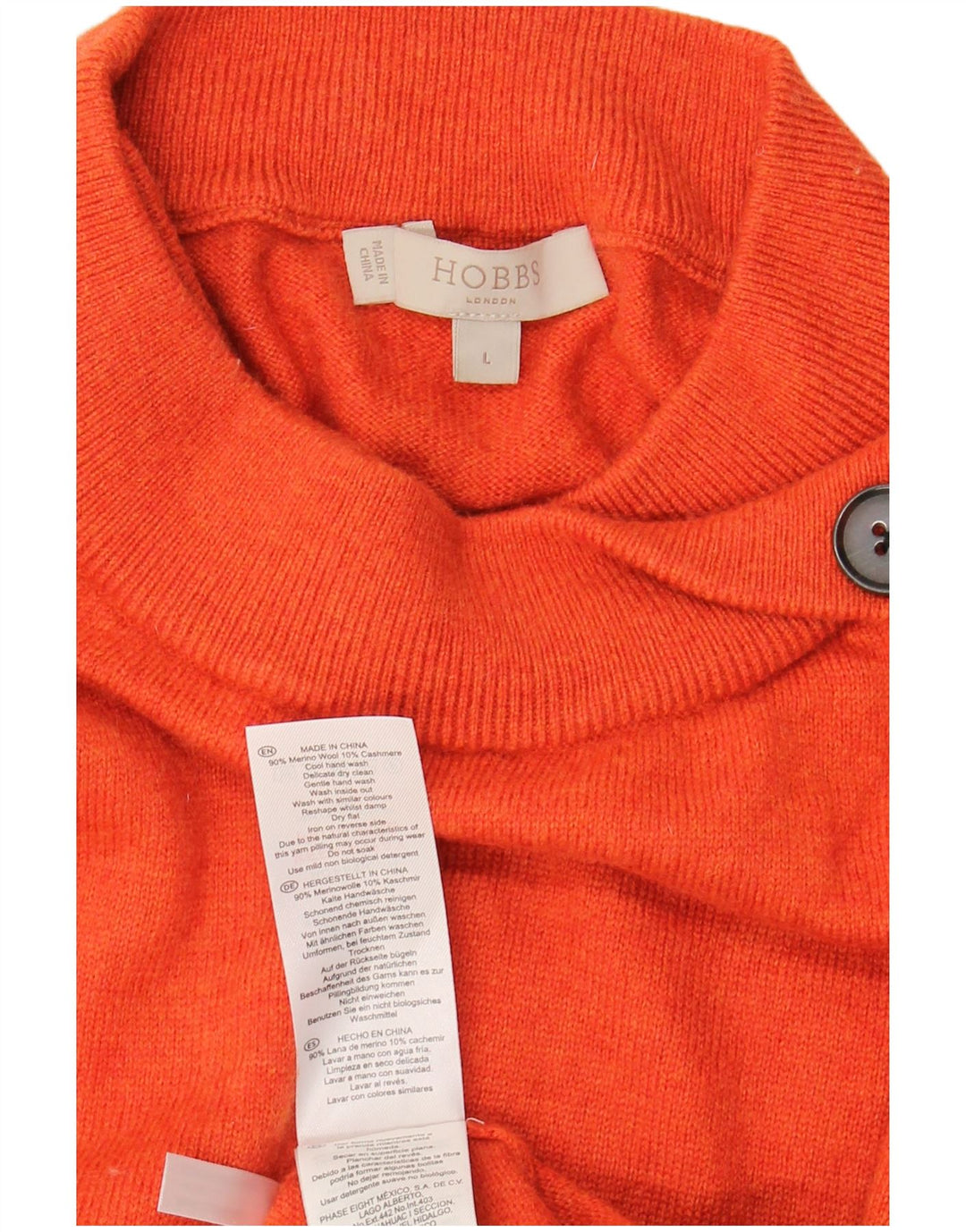 HOBBS Rollkragenpullover für Damen, UK 16, Größe L, orangefarbene Wolle