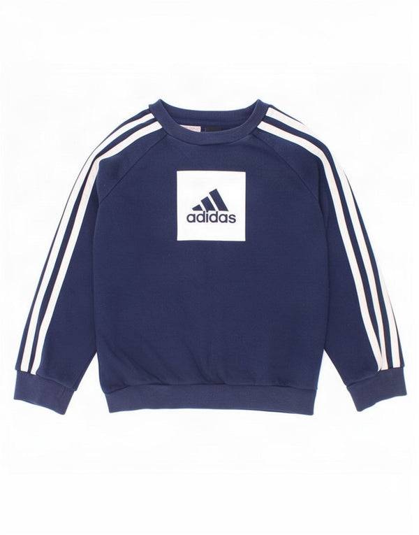 Adidas Jungen Grafik-Sweatshirt-Pullover, 6–7 Jahre, marineblaue Baumwolle