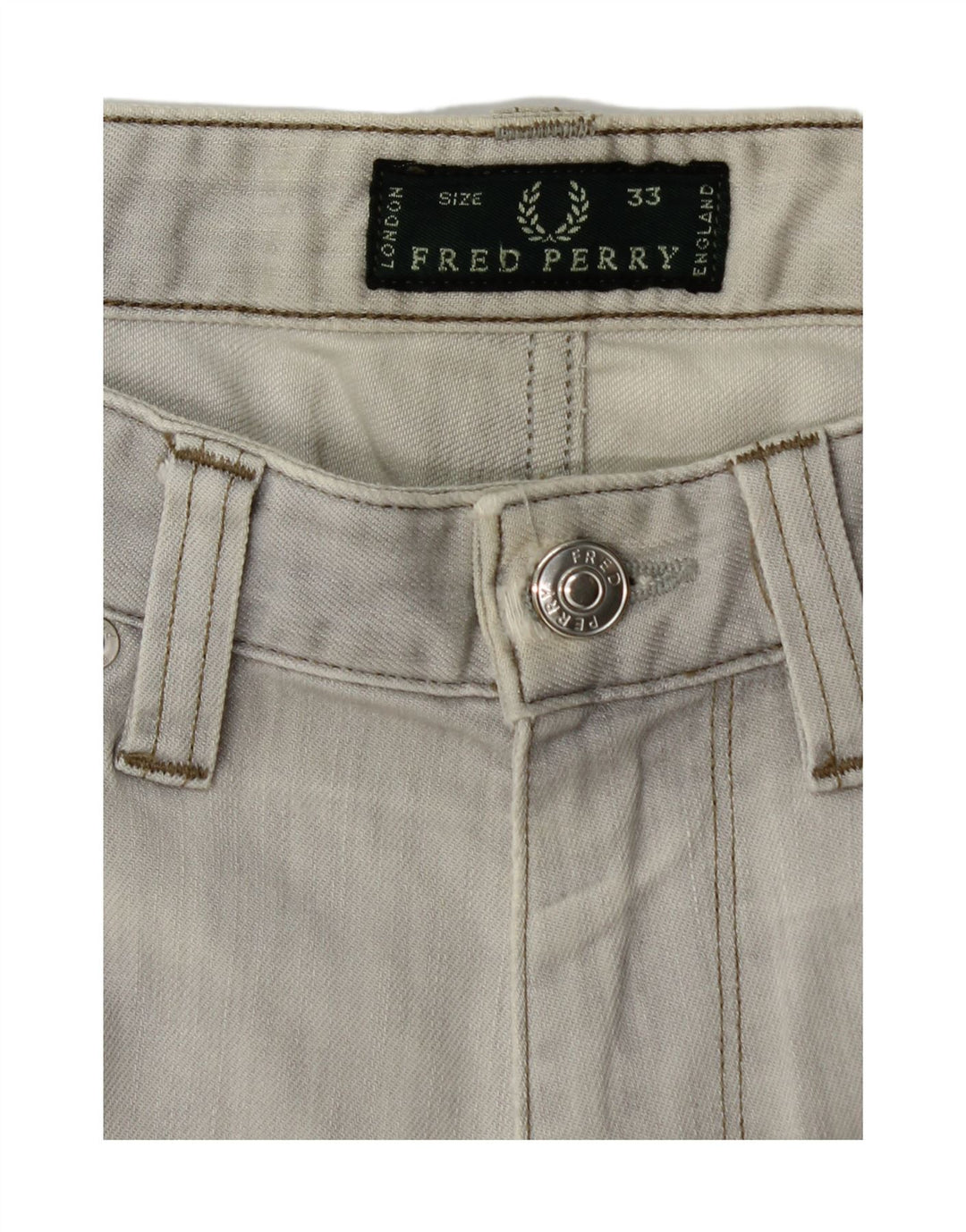 FRED PERRY Herren Slim Jeans W33 L29 Graue Baumwolle
