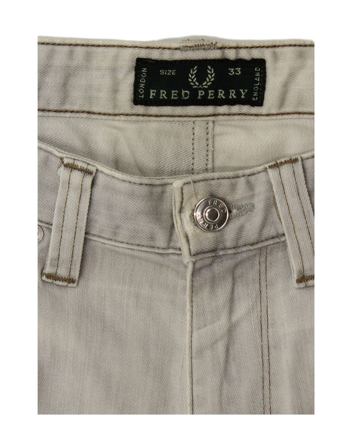 FRED PERRY Herren Slim Jeans W33 L29 Graue Baumwolle