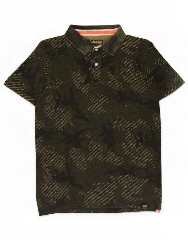 Superdry Herren-Poloshirt mit Grafik, groß, Khaki, Camouflage, Baumwolle