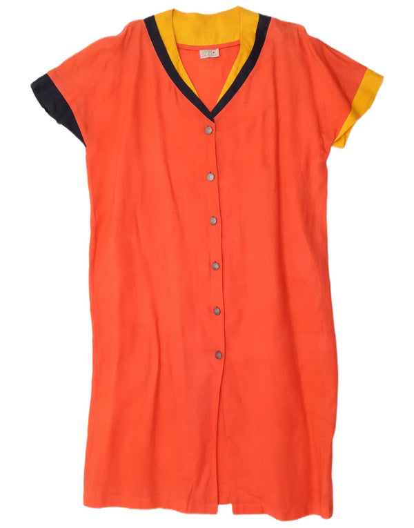 Rimmel Womens Relaxed Fit Kaftan Dress UK 20 2XL Orange Colourblock Linen