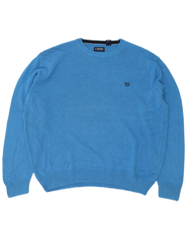 Chaps Herren-Pullover mit Rundhalsausschnitt, 2XL, blaue Baumwolle