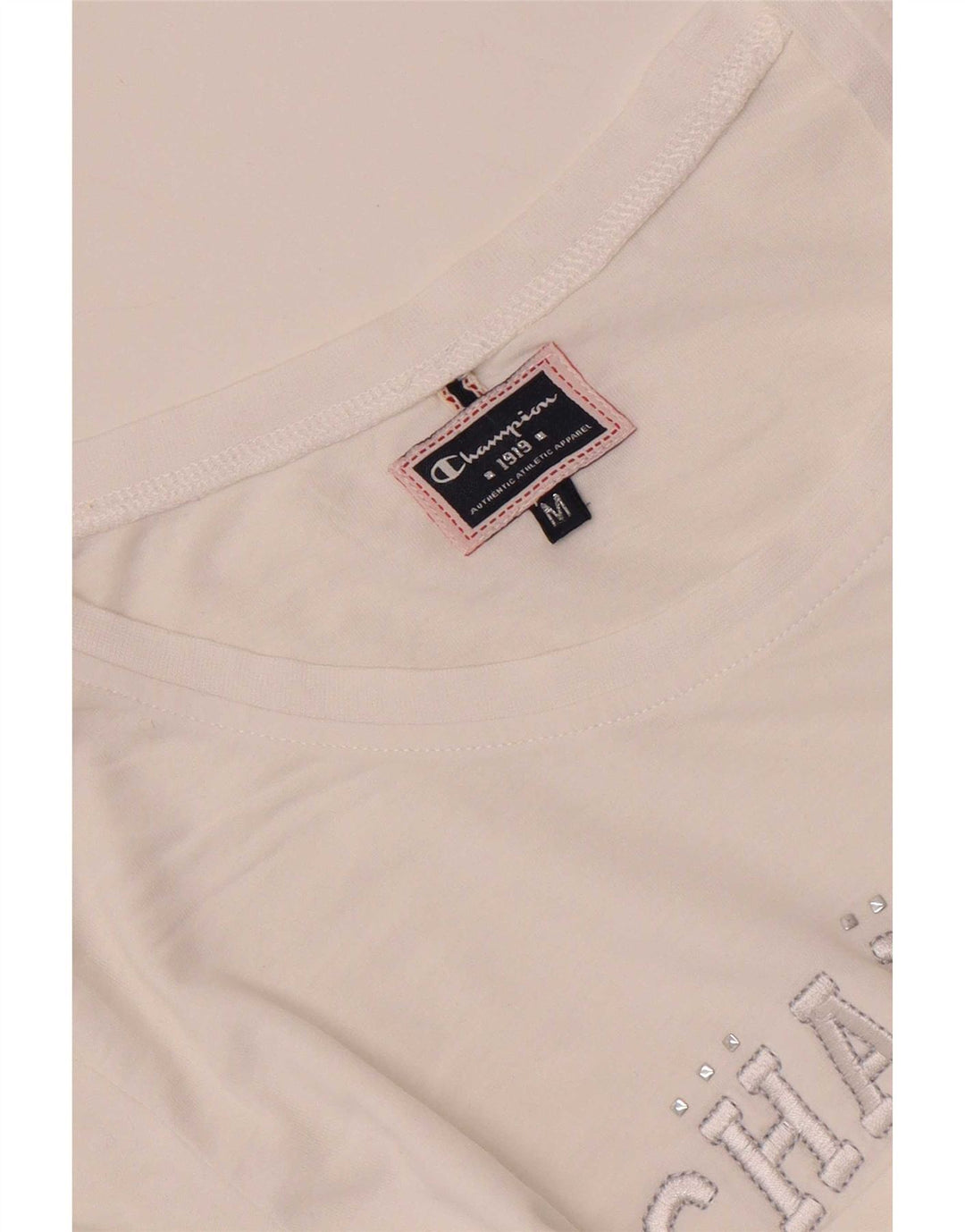Champion Damen Grafik-T-Shirt-Oberteil UK 12 Medium Weiß