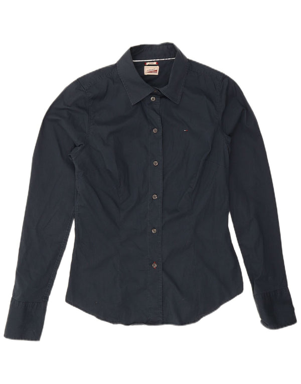 Tommy Hilfiger Damenhemd UK 14 Large Marineblau Baumwolle