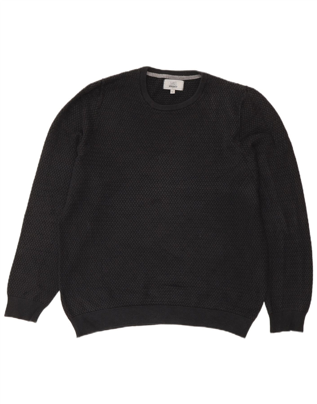 Marks & Spencer Herren-Pullover, reguläre Passform, Rundhalsausschnitt, Größe L, Schwarz