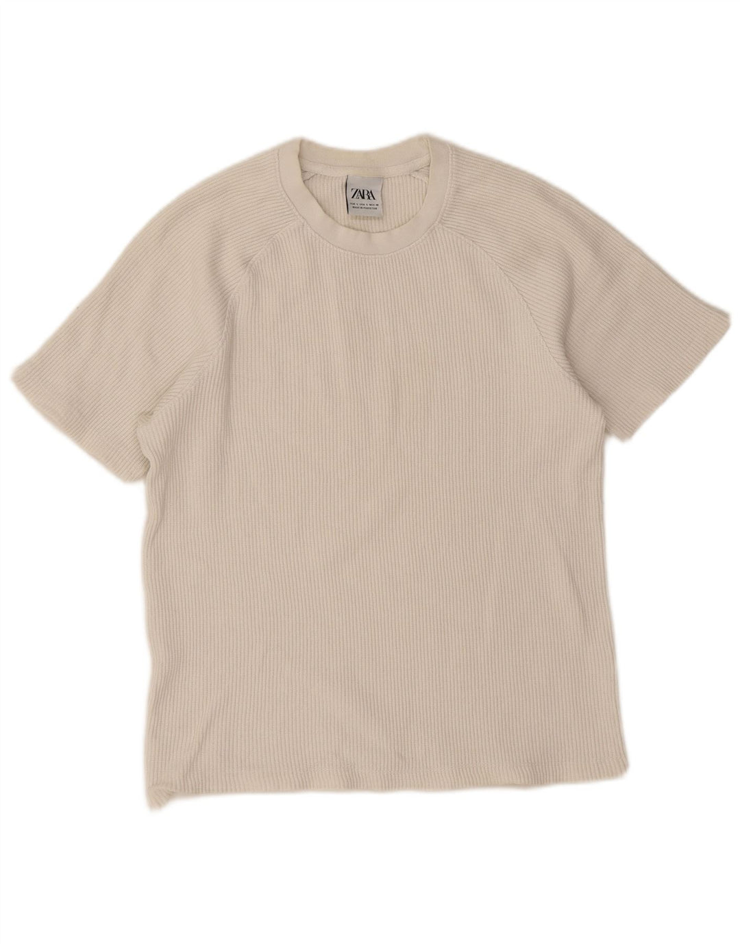 Übergroßes T-Shirt-Oberteil von Zara für Damen, UK 10, Größe S, weiße Baumwolle