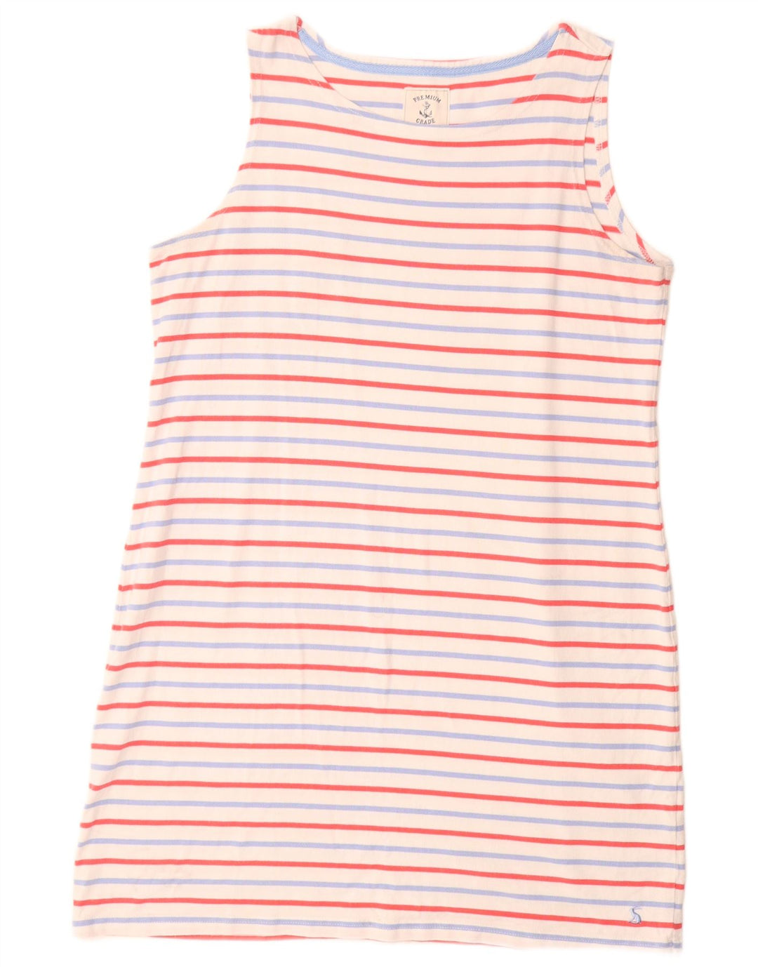 JOULES Ärmelloses T-Shirt-Kleid für Damen, UK 16, Größe L, weiß, gestreift, Baumwolle