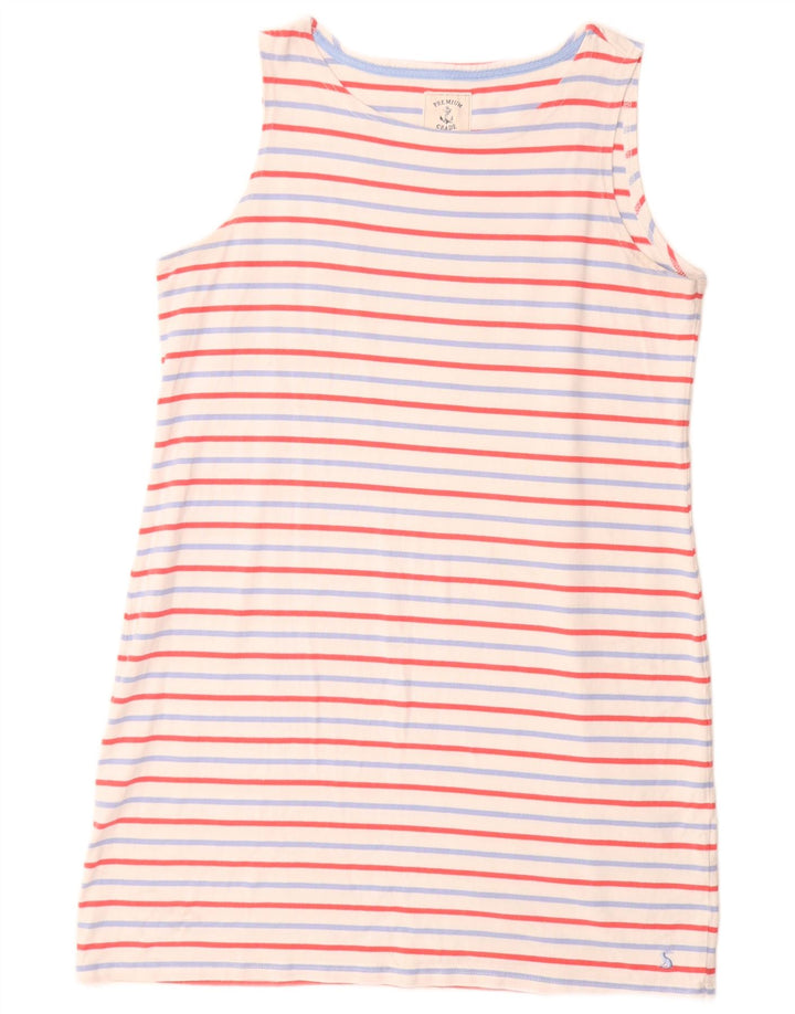 JOULES Ärmelloses T-Shirt-Kleid für Damen, UK 16, Größe L, weiß, gestreift, Baumwolle