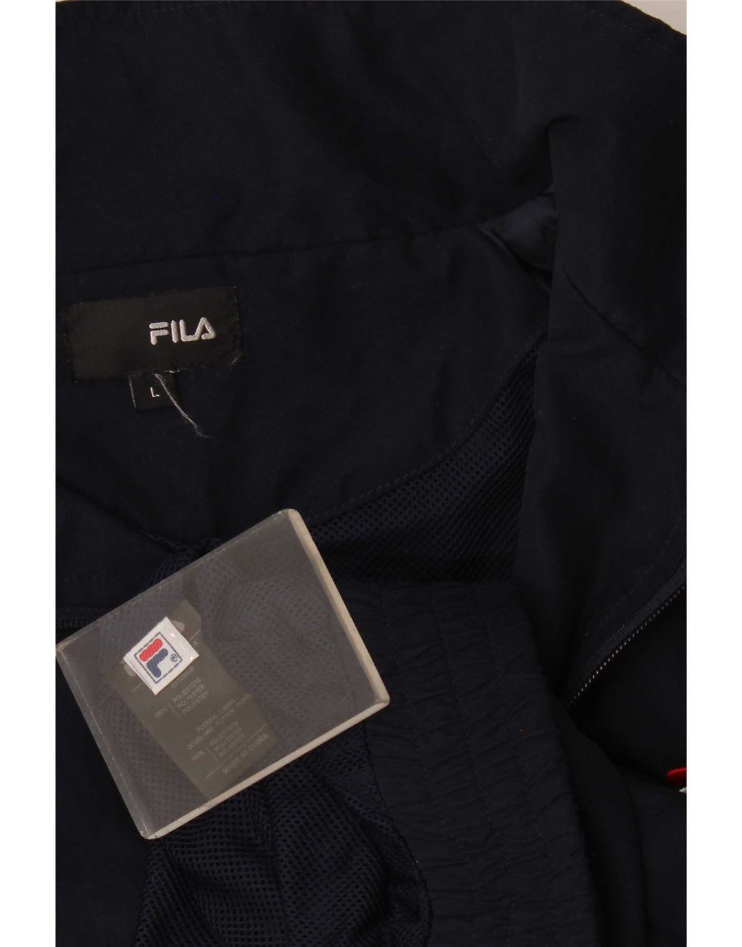 Fila Herren-Trainingsanzug-Oberteil, Jacke, groß, marineblau, gestreift, Polyester