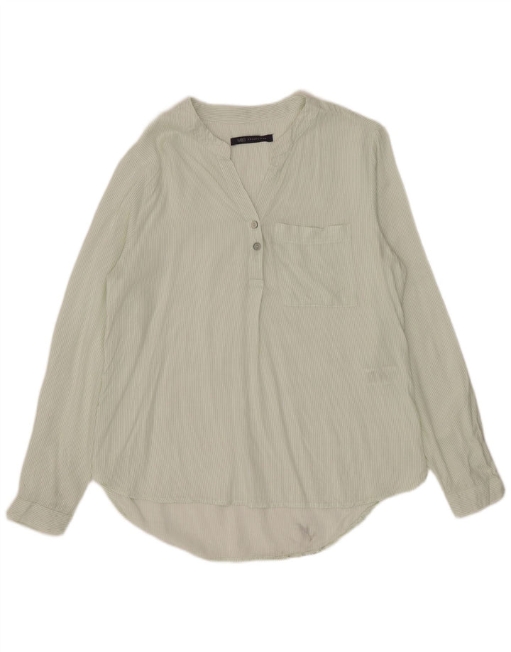 Marks & Spencer Damen Pullover-Hemd UK 6 XS Grüne Nadelstreifen-Viskose