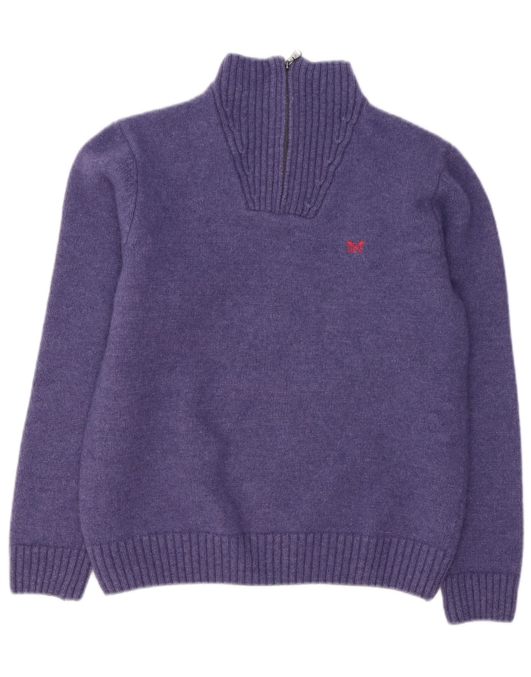 Crew Clothing Herren-Pullover mit Reißverschluss am Hals, groß, violette Lammwolle